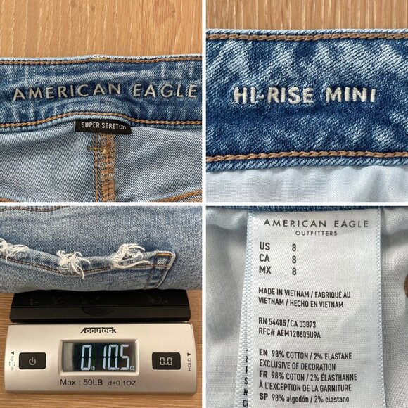 American Eagle Skirt Women 8 Denim Hi-Rise Mini Super Stretch Light Wash - Picture 11 of 11